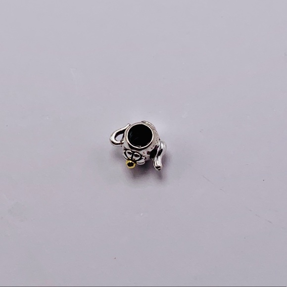 EUC Pandora 790250 Sterling Silver w/ 14k Yellow Gold Teapot Bead - Retired - Picture 10 of 14